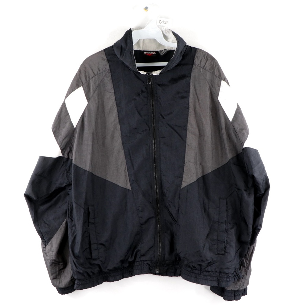Vintage 90s Color Block Windbreaker Jacket Black